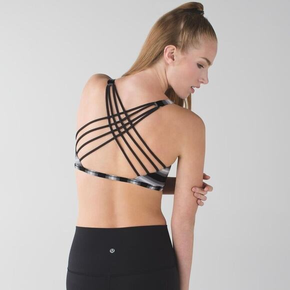 LULULEMON Free To Be Wild Sports Bra Capilano Stripe Black White 4 - Picture 2 of 9